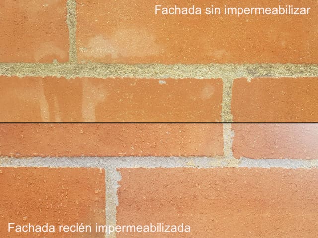 Fachada con Sika Transparente y sin Sika Transparente